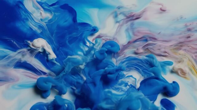 Abstract blue and pink ink diffusion in liquid medium