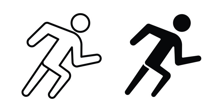 Man fast run icon outline pictogram. Flat Symbols.