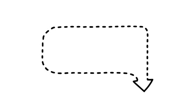 Arrow pointer box illustration featuring a simple hand drawn rectangular frame with a sharp corner indicator shape isolated on a pure white background for web design and graphic layout elements.