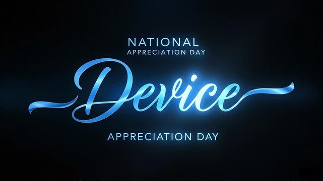 National Device Appreciation Day Glowing Blue Text on Dark Background