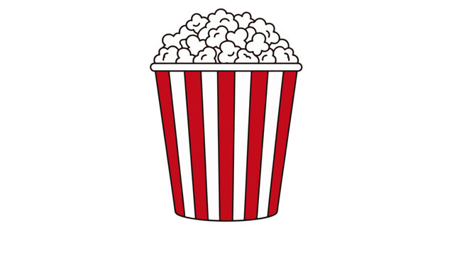 Popcorn Container Vector Icon Isolated on PNG Background, popcorn, popcorn container, popcorn bucket, snack icon, cinema snack, movie food, striped cup, red white stripes, popcorn vector, flat design,