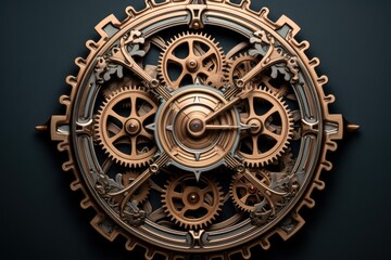 Obraz premium Complex clock face with turning gears and ornate details showcasing the passage of time