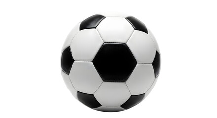 Fototapeta premium Classic black-and-white pentagonal soccer ball on plain background, football black and white pentagonal pattern