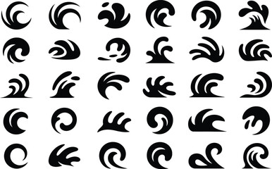 Obraz premium Collection of abstract black swirls and wave like design elements