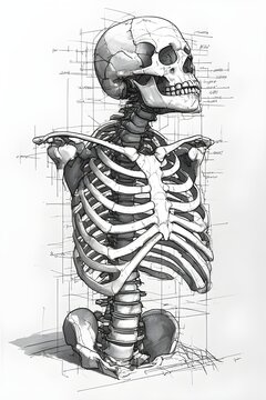 disegno ossa costole corpo umano scheletro