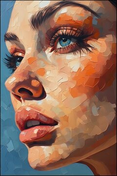 primo piano viso donna dipinto arte