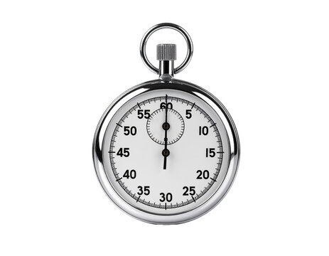 Crome stopwatch isolated on transparent background.