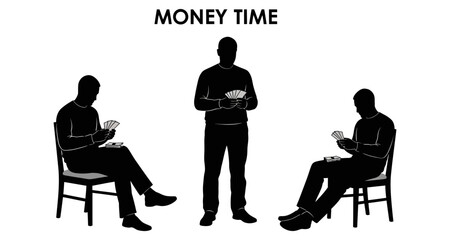 Fototapeta premium Man holding cash during different poses with white background
