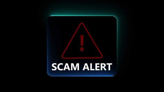Scam alerts cybersecurity concepts on the transparent background. Fraud alerts with icons indicating online threats and cybersecurity unknown persons suspicious scammers fraud. HD motion video ..
