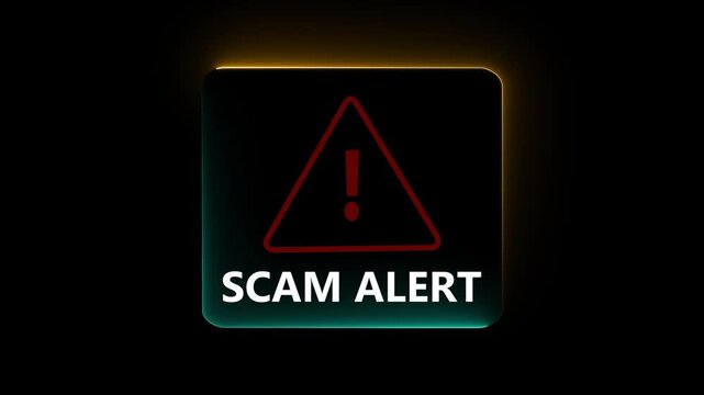Scam alerts cybersecurity concepts on the transparent background. Fraud alerts with icons indicating online threats and cybersecurity unknown persons suspicious scammers fraud. HD motion video ..