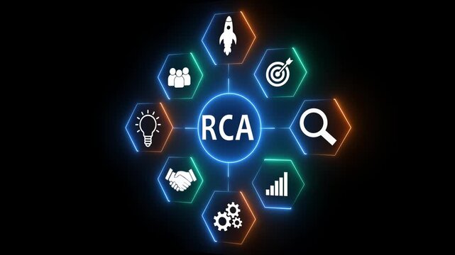 Root Cause Analysis Concept on the transparent background. Represents finding the root cause of the problem,solving the organization's problems to make it sustainable. Idea of analysis.4k motion video