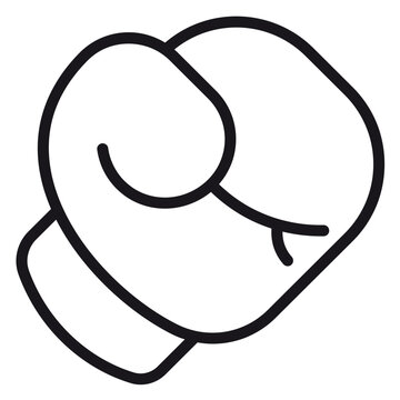 Minimalist Black Line Art Boxing Glove Vector Icon, Professional Combat Sports Equipment Illustration for Fitness Training and Martial Arts Competition, Scalable Graphic Symbol on White Background