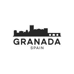 Fototapeta premium Granada spain skyline silhouette with city name in bold lettering