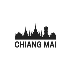 Fototapeta premium Silhouette of chiang mai cityscape with the city s name below