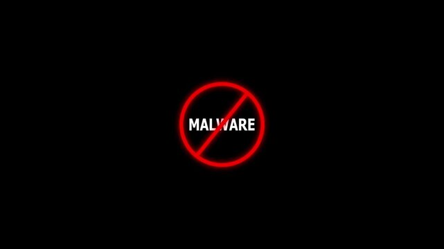 Prohibition sign against malware threat digital security concept cybercrime prevention warning