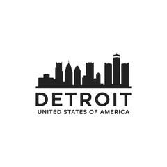 Fototapeta premium A silhouetted skyline of detroit with the city s name below