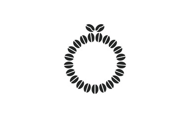 A circular wreath composed of many coffee beans in black silhouette © MSTMORSHEDA