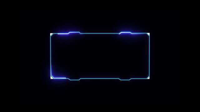Futuristic ui element with glowing blue neon lines and white accents , Futuristic HUD panel glowing blue with neon lines, Modern cyber interface design for digital data and gaming overlays.