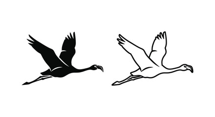 Fototapeta premium Elegant Black White Birds Flight Silhouettes Design Vector