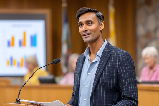 A personal care aide advocates for support needs at a community meeting