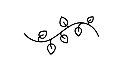 Simple black line drawing of a curved branch with six stylized leaves © Akil
