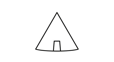 Stylized black outline of a teepee with an entrance © Akil