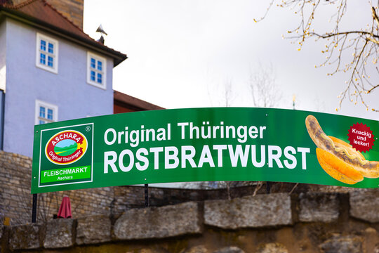 erfurt, thuringia, germany - 31 03 2026: a sign of famous thuringia sausages