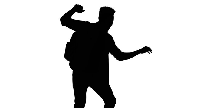 A man flexing his arm and pointing to the side isolated on transparent background, Vector