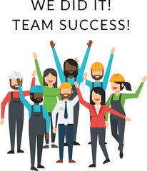 Fototapeta premium Team success celebration diverse group of people cheering together