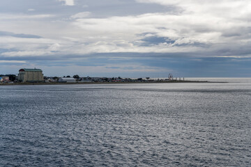 Naklejka premium Circunnavigacion Monument on cape at strait shore, Punta Arenas, Chile