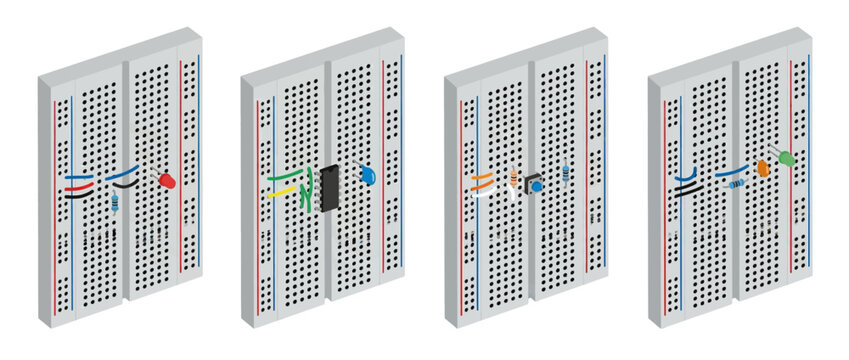 breadboard flat color isometric vector