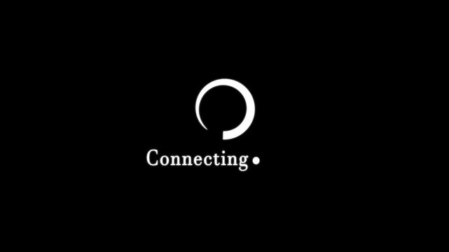Connecting or loading icon on black background. Progress bar, installing or connecting concept.