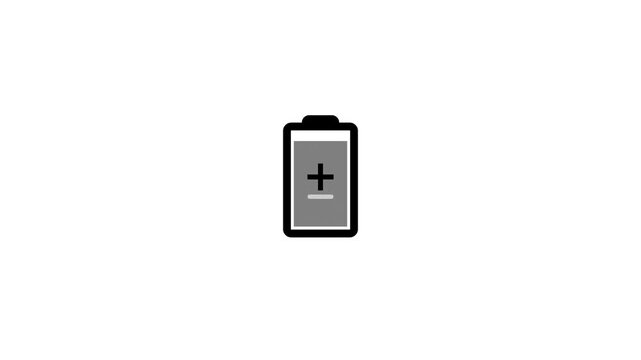 battery charging animation. plus and minus sign on batteries