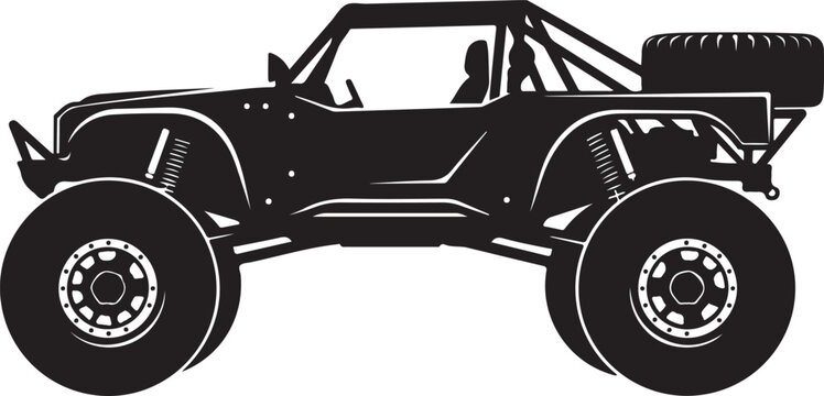 Off-road vehicle, jeep silhouette, black and white illustration, vector offroad car