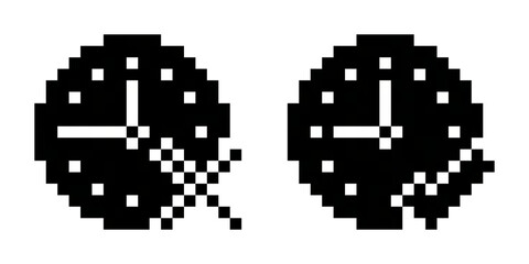 Fototapeta premium A Clock Pixel Art Icons Set (Solid: Locked & Check)
