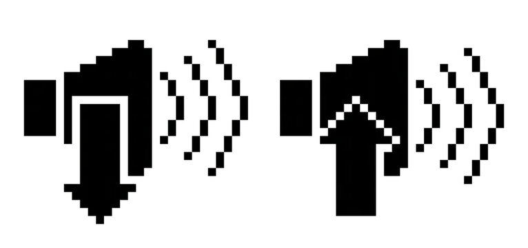 A Volume Icons Pixel Art Set (Solid: Increase & Decrease)
