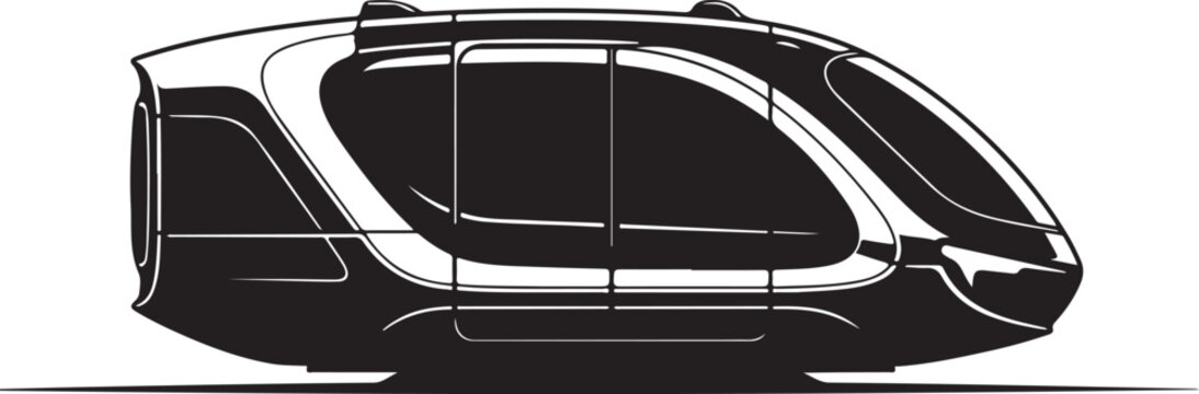Futuristic train, sleek monorail, black vector, transportation icon
