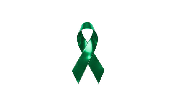 Green awareness ribbon symbol for health and support causes one sentence transparent background