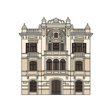Vector Illustration of a Historic European Building Facade
