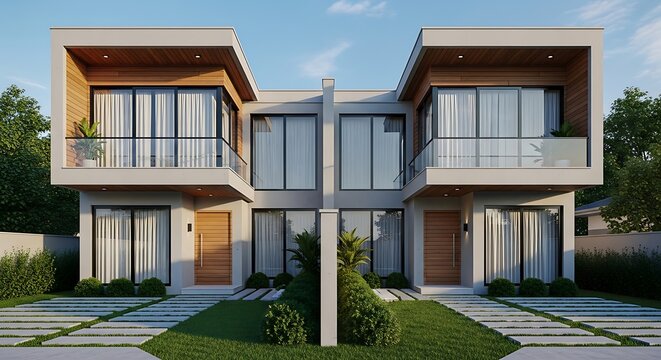 Modern duplex house with balcony