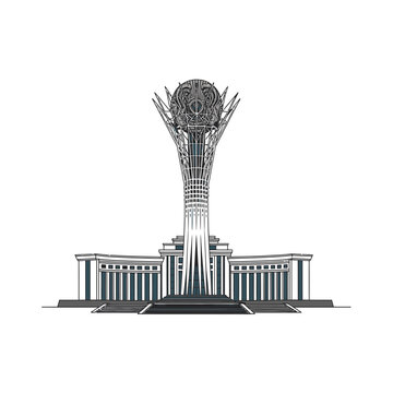 Baiterek Tower Astana Kazakhstan Architectural Vector Illustration