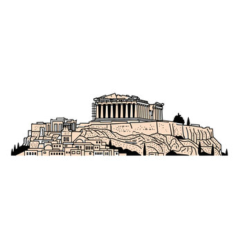Parthenon Acropolis Athens Greece Vector Illustration