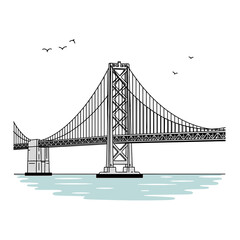 Obraz premium San Francisco Bay Bridge Vector Illustration Sketch