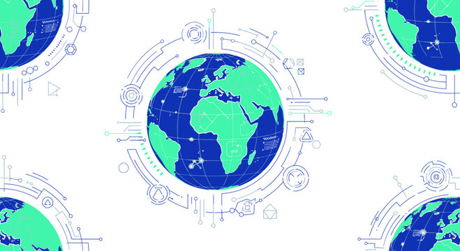 Global Digital Technology and Data Network Connectivity Illustration