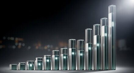 Fototapeta premium Business Growth: Polished Metallic Bar Chart for Financial Success and Data Analytics