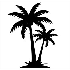 Fototapeta premium Palm trees silhouette stands against a clean background to provide a classic tropical aesthetic.