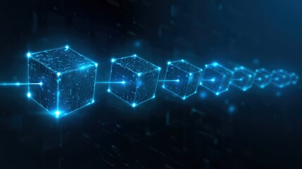 Fototapeta premium Abstract Blockchain Technology with Connected Glowing Digital Data