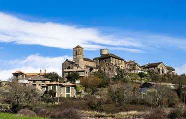 Fototapeta premium Latorrecilla village on a hilltop with church tower