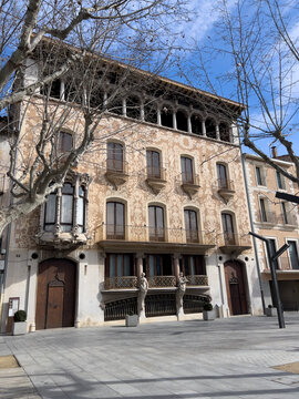Ornate Modernisme building facade on Passeig de Blay Olot