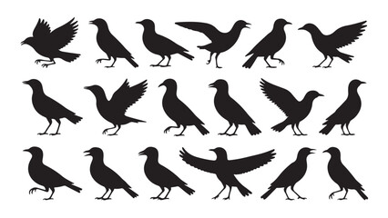 Fototapeta premium Black long-legged bird silhouette set in flight wings